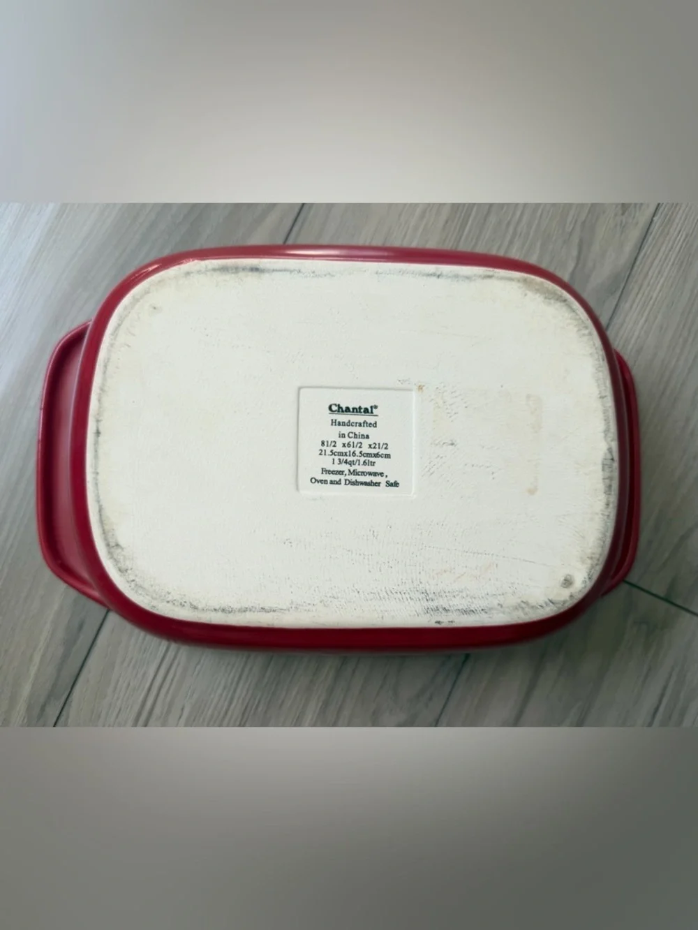 CHANTAL Red Handcrafted Baking Casserole Dish 1-3/4 Qt - 8.5” X 6.5” X 2.5” - Picture 4 of 5